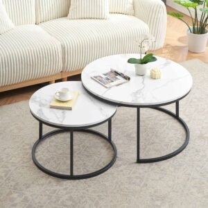 Table Basse Ronde 2 en 1 – Élégante, Moderne et Multifonction