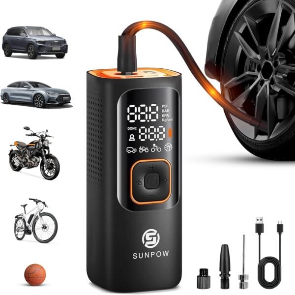 Compresseur d’Air Électrique Portable pour Voiture – Gonflage Rapide & Sécurisé 12V