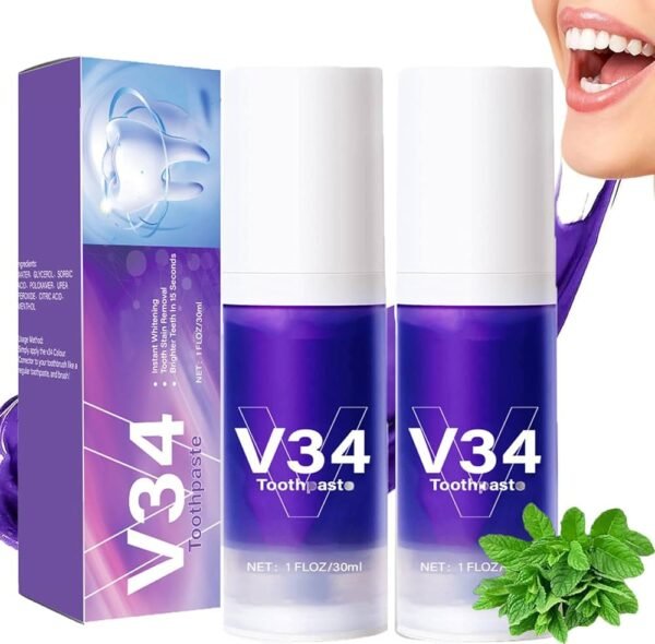 V34 Colour Corrector Toothpaste – Pâte Dentifrice Blancheur Instantanée Effet Violet