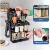 Support à Épices Rotatif 360° avec 18 Boîtes en Verre – Organisateur de Cuisine Élégant et Gain de Place