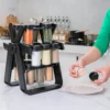 Support à Épices Rotatif 360° avec 18 Boîtes en Verre – Organisateur de Cuisine Élégant et Gain de Place