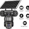 Camera de surveillance a 3 objectifs avec panneau solaire, benishop, livraison gratuite, boutique en ligne benin, boutique en ligne cotonou